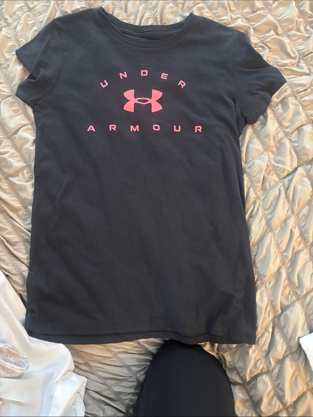 Under Armour Black Tee with Pink Logo for women